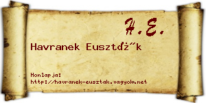 Havranek Euszták névjegykártya